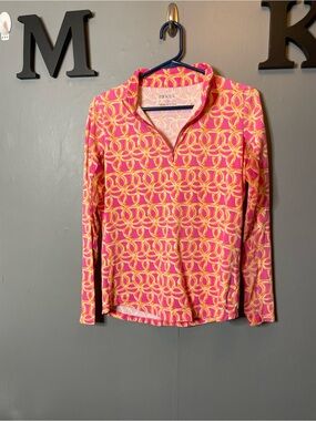 IBKUL UBHOT SHILOH PINK ORANGE MEGAHEAT Long Sleeve Mock Neck Top size medium